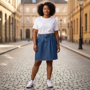 Vintage Chic Classic Denim Jean Skirt